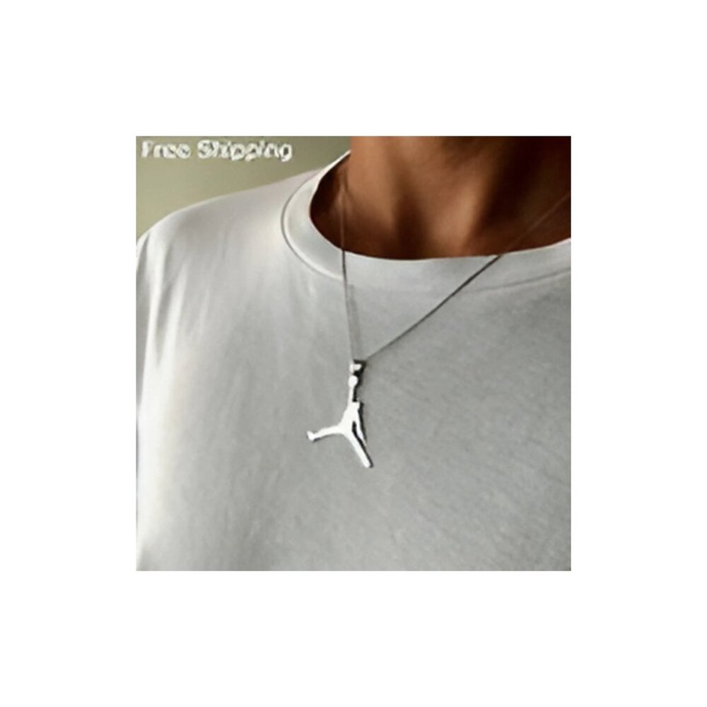 NEW Michael Jordan Jumpman 23 Silver Necklace & Silver Crystal Stud Earrings Set - Picture 3 of 8